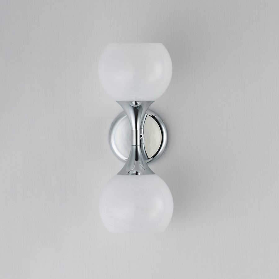 Maxim Lighting Neve 2 Light Wall Sconce, Polished Chrome/Marble