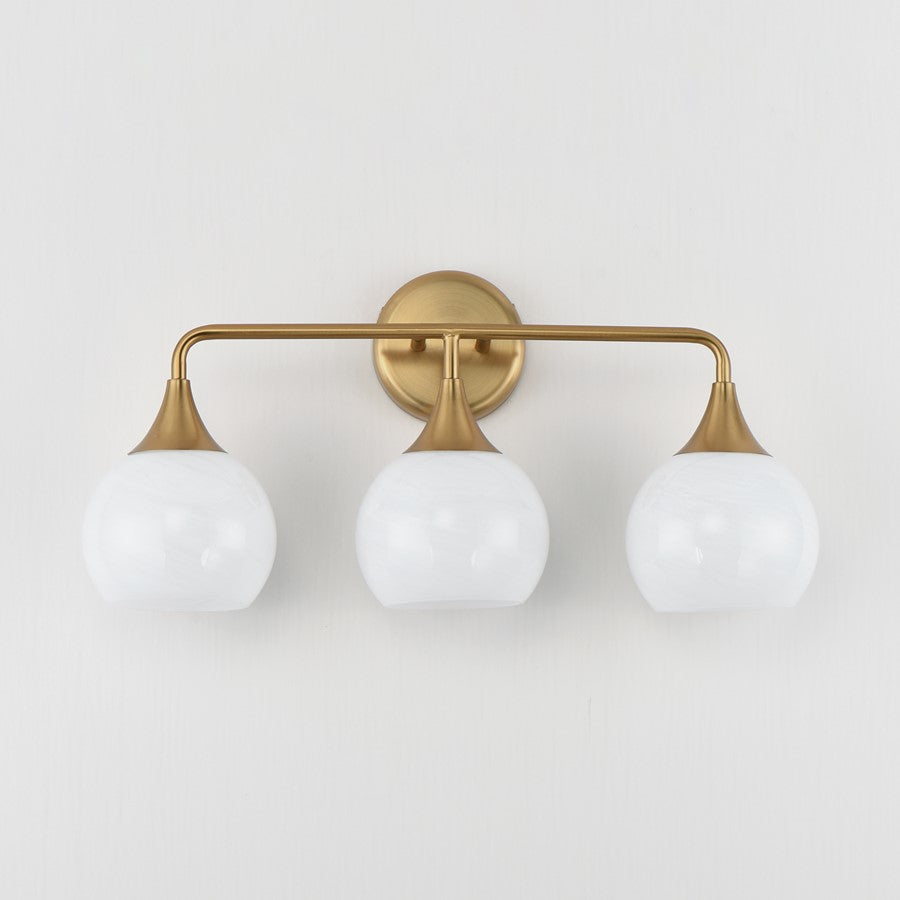 Maxim Lighting Neve 3 Light Bath Vanity, Natural Aged Brass/Marble