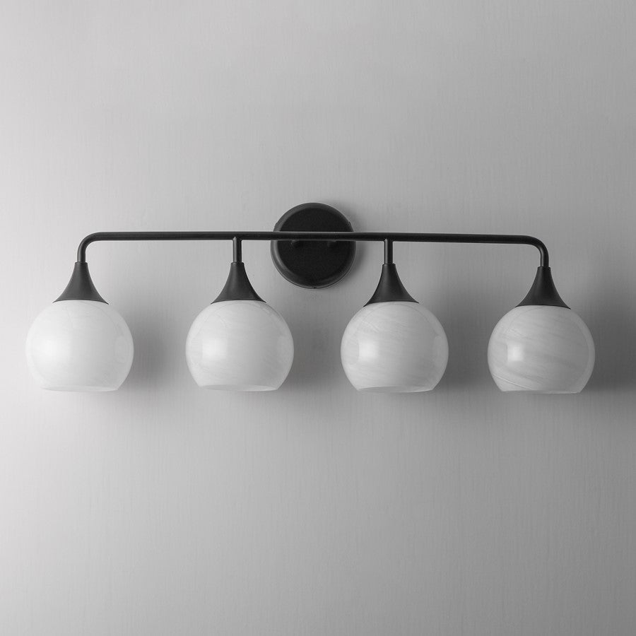 Maxim Lighting Neve 4 Light Bath Vanity, Black/Marble