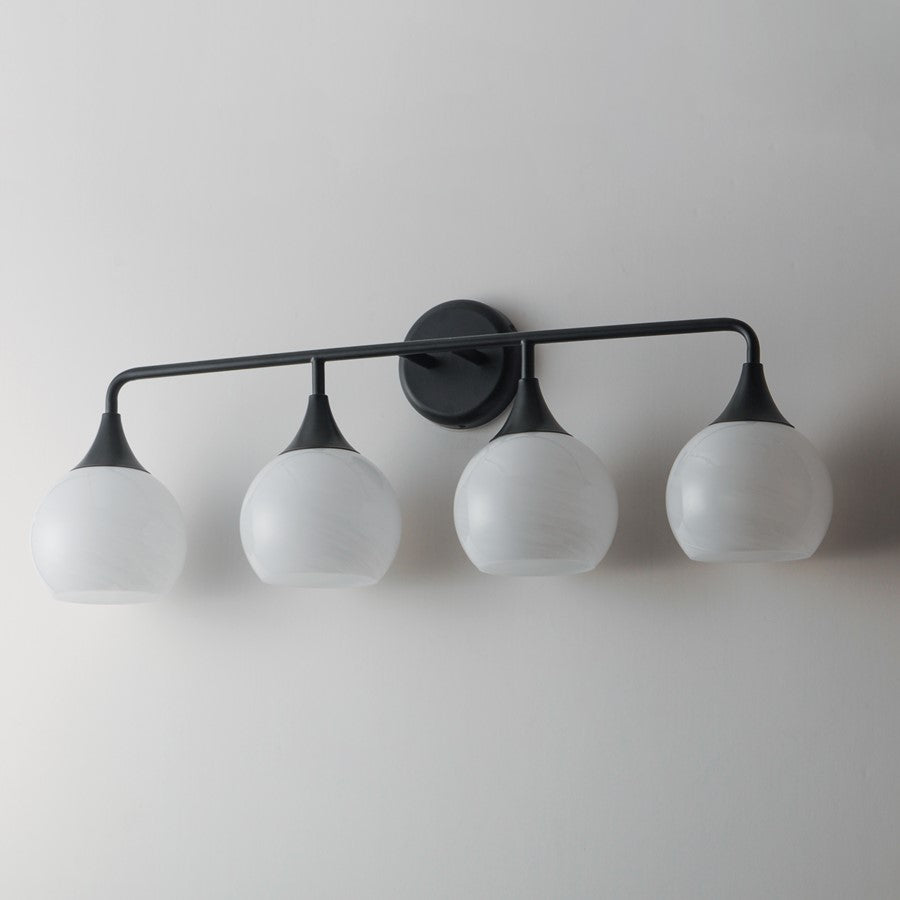 Maxim Lighting Neve 4 Light Bath Vanity, Black/Marble