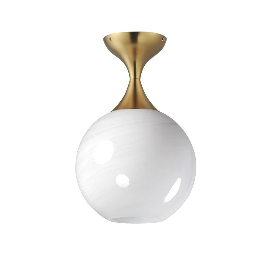Maxim Lighting Neve 1 Light Semi-Flush Mount, Aged Brass/Marble - 21229MRNAB