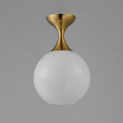 Maxim Lighting Neve 1 Light Semi-Flush Mount, Aged Brass/Marble