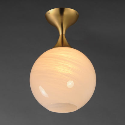 Maxim Lighting Neve 1 Light Semi-Flush Mount, Aged Brass/Marble