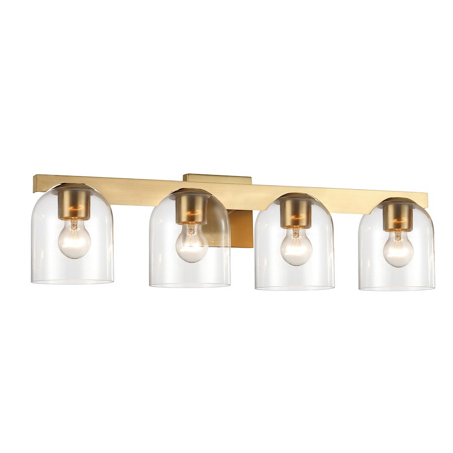 Maxim Lighting Scoop 4 Light Bath Vanity, Natural Aged Brass/Clear