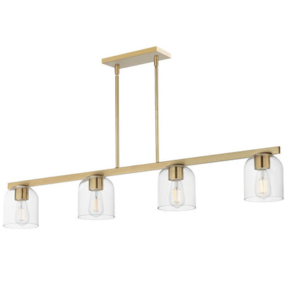 Maxim Lighting Scoop 4 Light Linear Pendant, Aged Brass/Clear