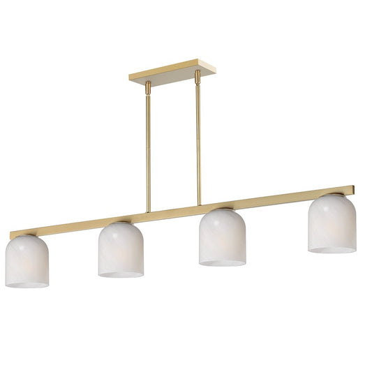 Maxim Lighting Scoop 4 Light Linear Pendant, Aged Brass/Marble