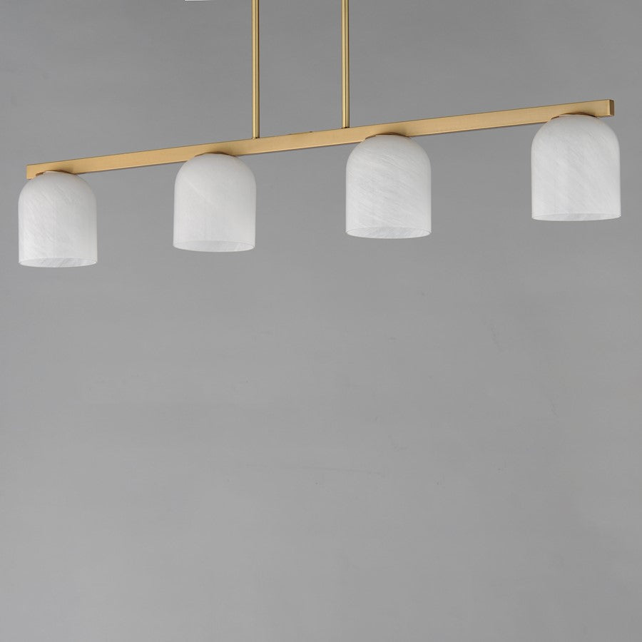 Maxim Lighting Scoop 4 Light Linear Pendant, Aged Brass/Marble