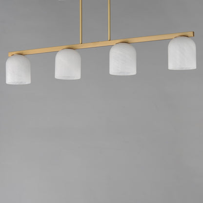 Maxim Lighting Scoop 4 Light Linear Pendant, Aged Brass/Marble