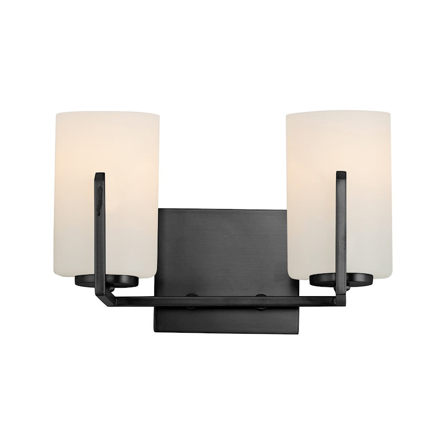 Maxim Lighting Dart 2 Light Bath Vanity, Black/Satin White