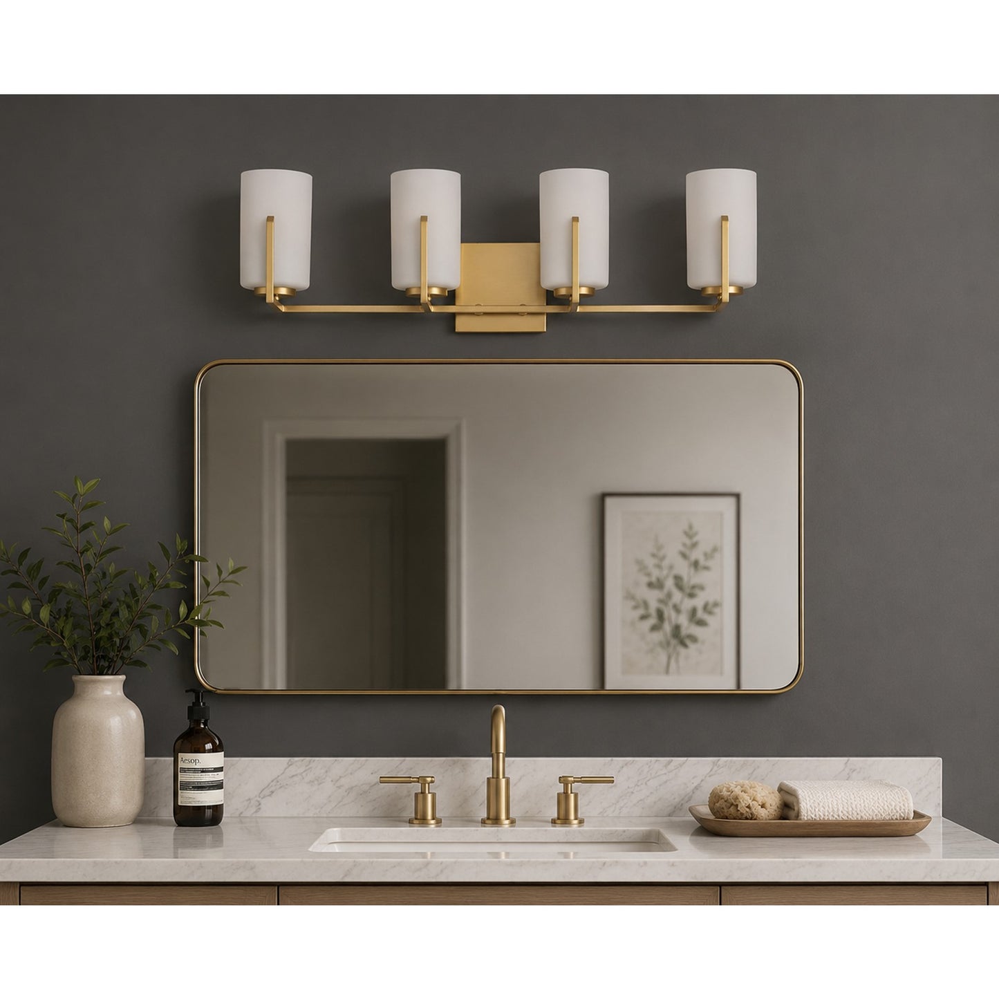 Maxim Lighting Dart 4-Light Bath Vanity, Satin Brass - 21284SWSBR