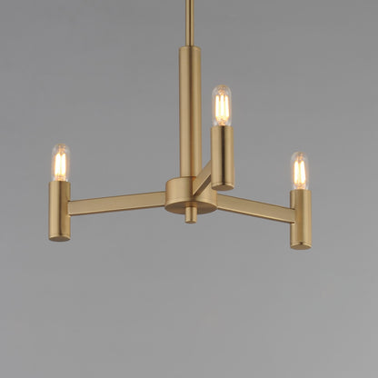 Maxim Lighting Emana 3 Light 9.75" Chandelier, Natural Aged Brass