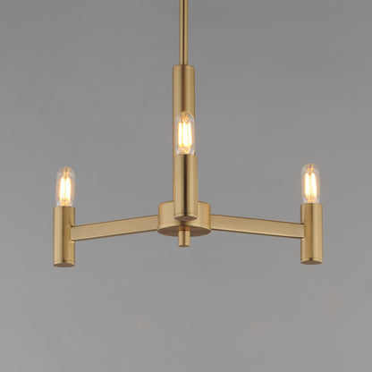 Maxim Lighting Emana 3 Light 9.75" Chandelier, Natural Aged Brass