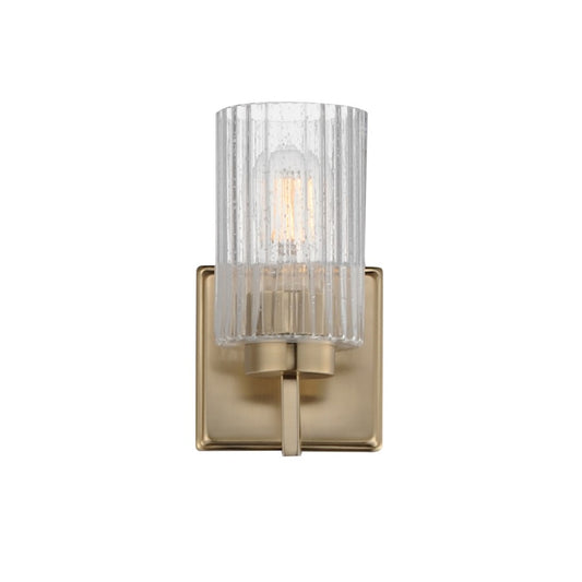 Maxim Lighting Rigata 1 Light Wall Sconce, Champagne/Clear Ribbed