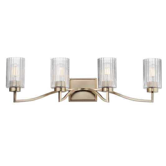 Maxim Lighting Rigata 4 Light Bath Vanity, Champagne/Clear Ribbed