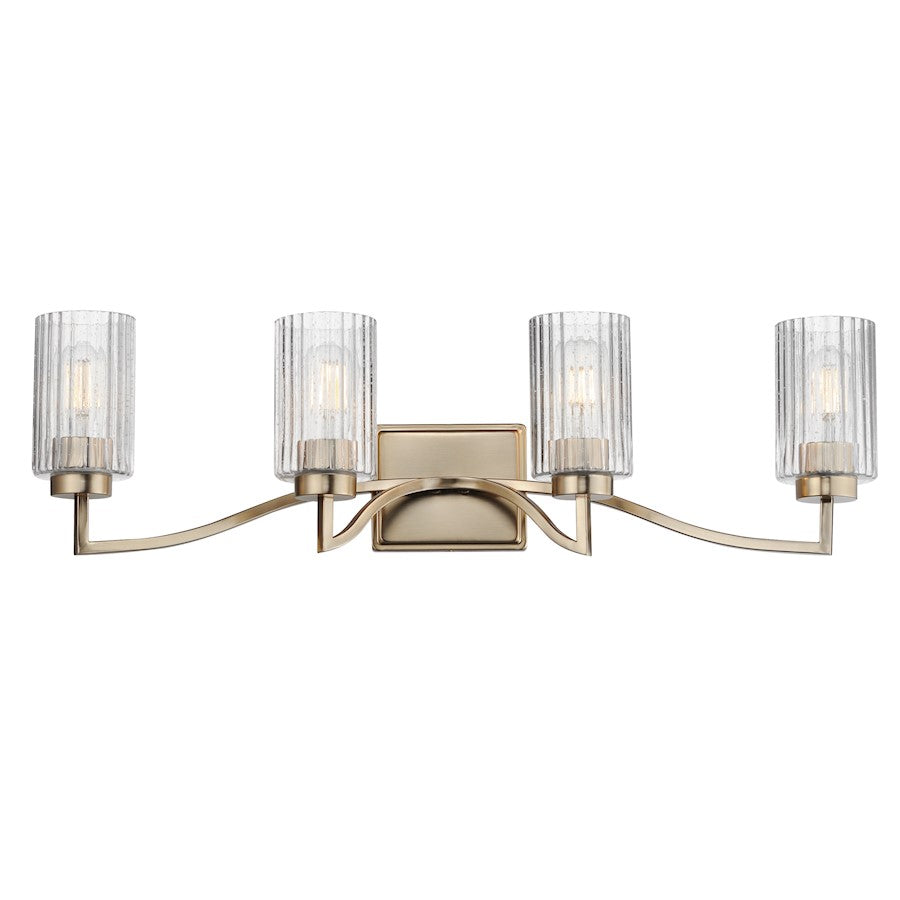 Maxim Lighting Rigata 4 Light Bath Vanity, Champagne/Clear Ribbed