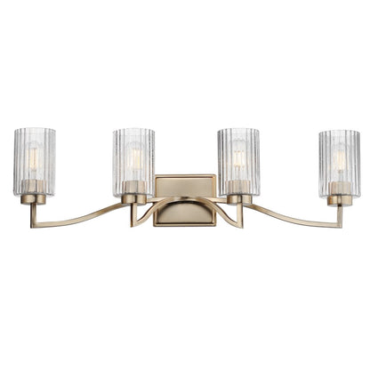 Maxim Lighting Rigata 4 Light Bath Vanity, Champagne/Clear Ribbed