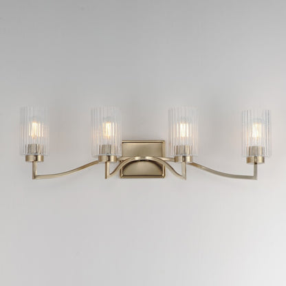 Maxim Lighting Rigata 4 Light Bath Vanity, Champagne/Clear Ribbed