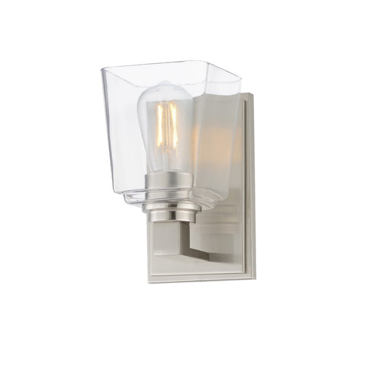 Maxim Lighting Cubos 1 Light Wall Sconce, Satin Nickel/Clear