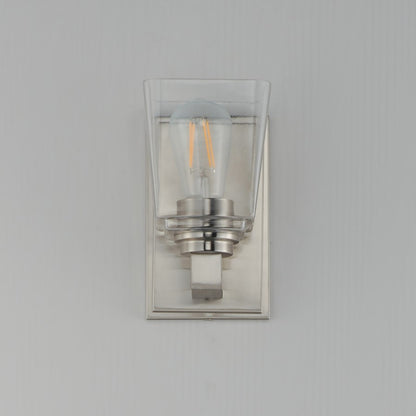Maxim Lighting Cubos 1 Light Wall Sconce, Satin Nickel/Clear
