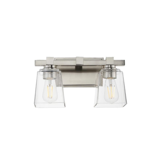 Maxim Lighting Cubos 2 Light Bath Vanity, Satin Nickel/Clear - 21382CLSN