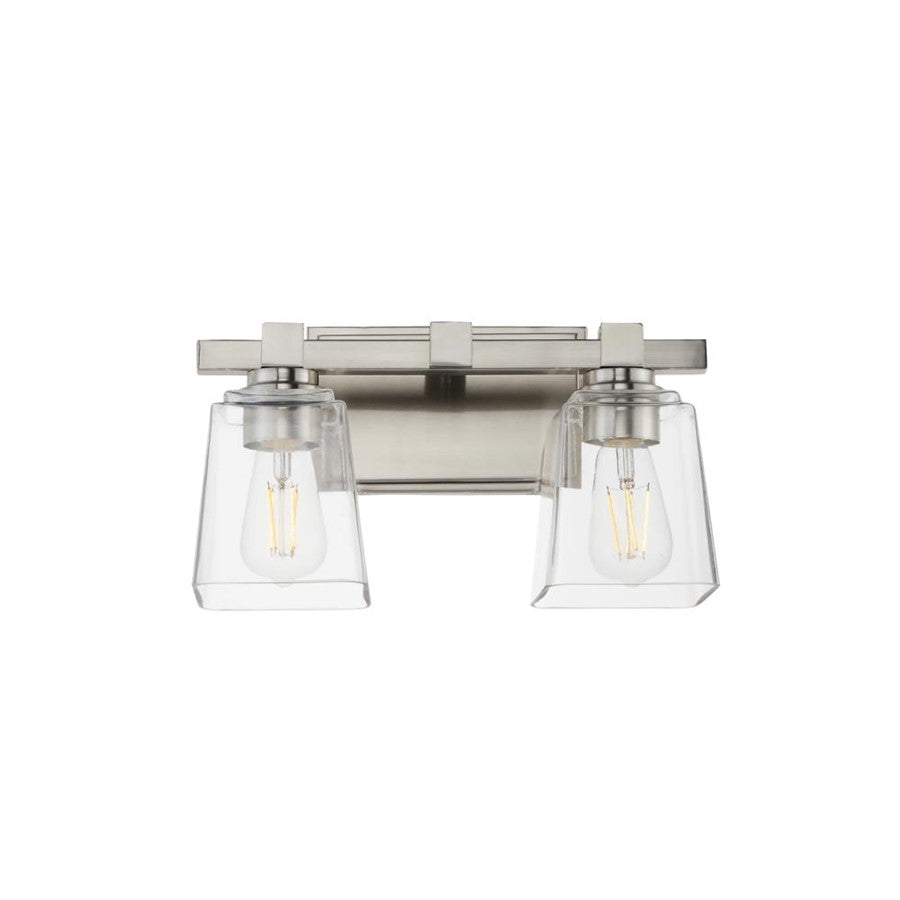 Maxim Lighting Cubos 2 Light Bath Vanity, Satin Nickel/Clear