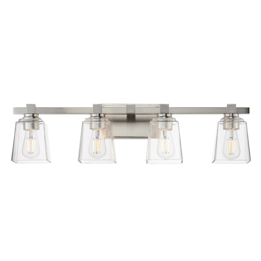 Maxim Lighting Cubos 4 Light Bath Vanity, Satin Nickel/Clear