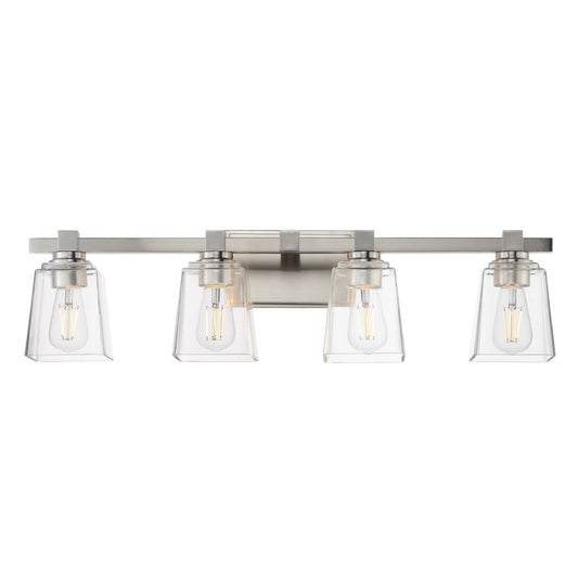 Maxim Lighting Cubos 4 Light Bath Vanity, Satin Nickel/Clear