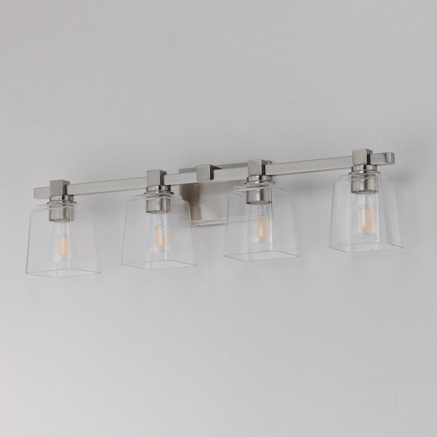 Maxim Lighting Cubos 4 Light Bath Vanity, Satin Nickel/Clear