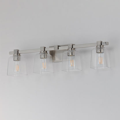 Maxim Lighting Cubos 4 Light Bath Vanity, Satin Nickel/Clear