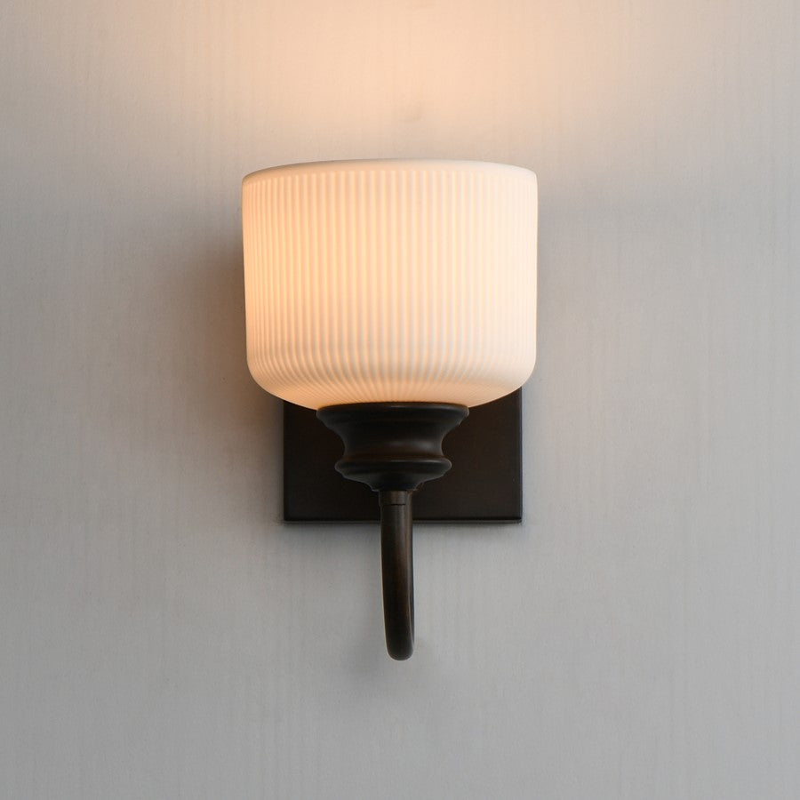 Maxim Lighting Bisque 1 Light Wall Sconce, Oil Rubbed Bronze/White