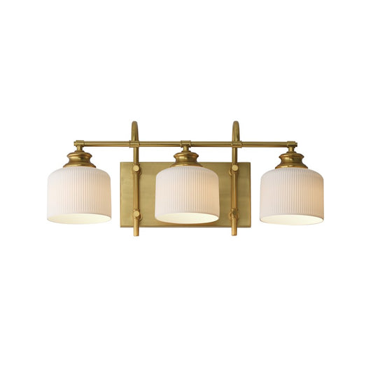 Maxim Lighting Bisque 3 Light Bath Vanity, Natural Aged Brass/White