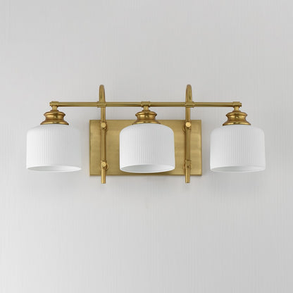 Maxim Lighting Bisque 3 Light Bath Vanity, Natural Aged Brass/White