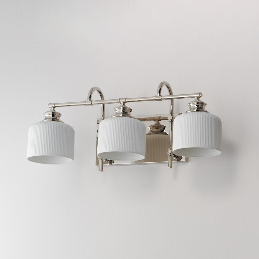 Maxim Lighting Bisque 3 Light Bath Vanity, Polished Nickel/White