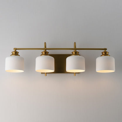 Maxim Lighting Bisque 4 Light Bath Vanity, Natural Aged Brass/White