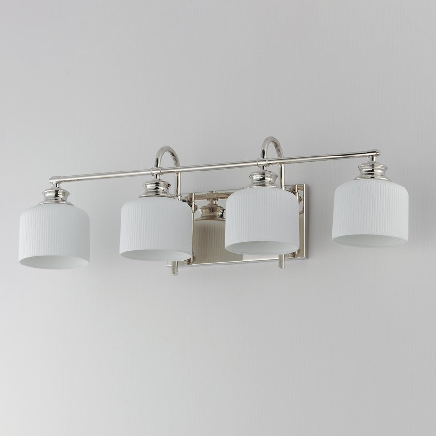Maxim Lighting Bisque 4 Light Bath Vanity, Polished Nickel/White