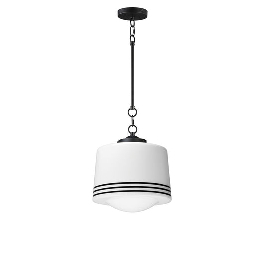 Maxim Lighting Eureka 1 Light 16" Pendant, Black/White