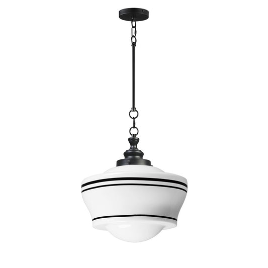 Maxim Lighting Eureka 1 Light 20" Pendant, Black/White