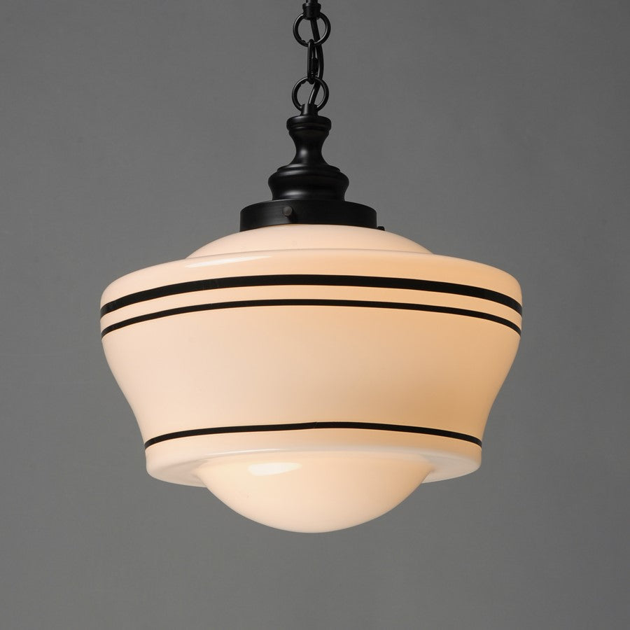 Maxim Lighting Eureka 1 Light 20" Pendant, Black/White