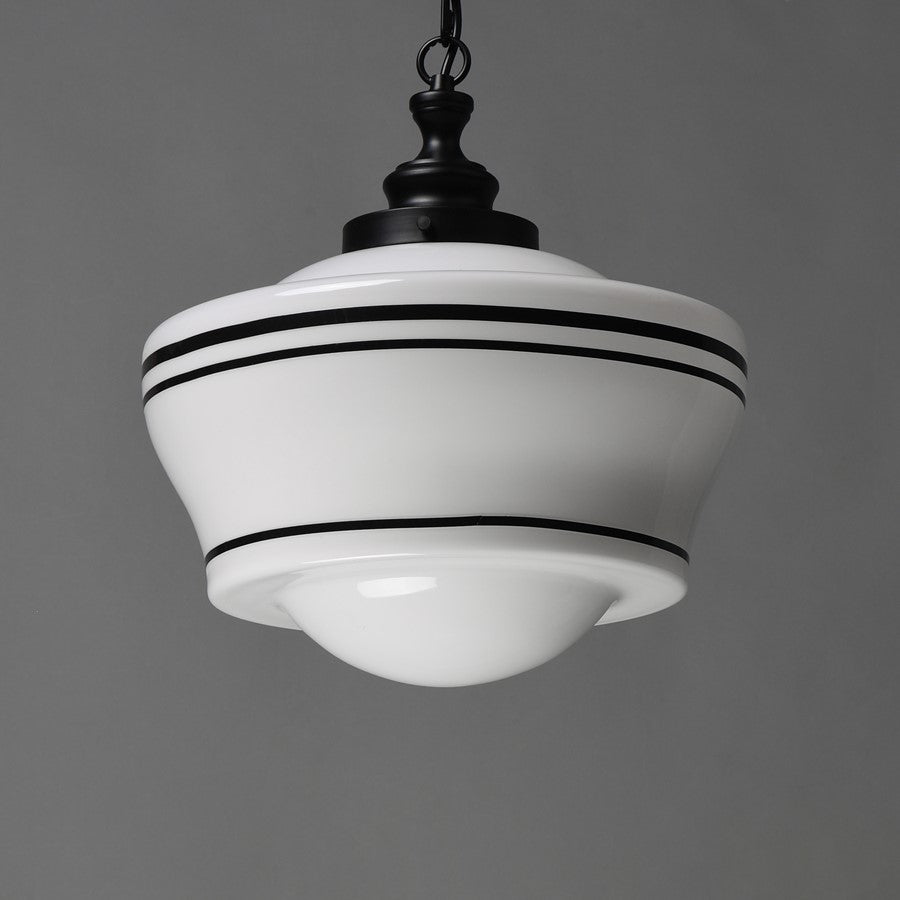 Maxim Lighting Eureka 1 Light 20" Pendant, Black/White