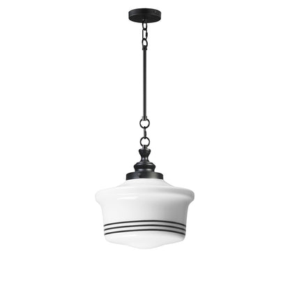 Maxim Lighting Eureka 1 Light 14" Pendant, Black/White - 21534WTBK