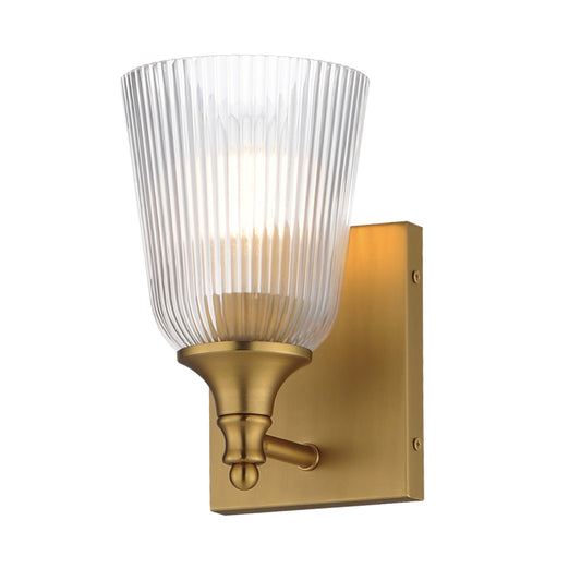 Maxim Lighting Julip 1-Light Bath Vanity | Traditional Natural Aged Brass and Clear Ribbed Glass | Bathroom & Powder Room | Model 21541CRNAB