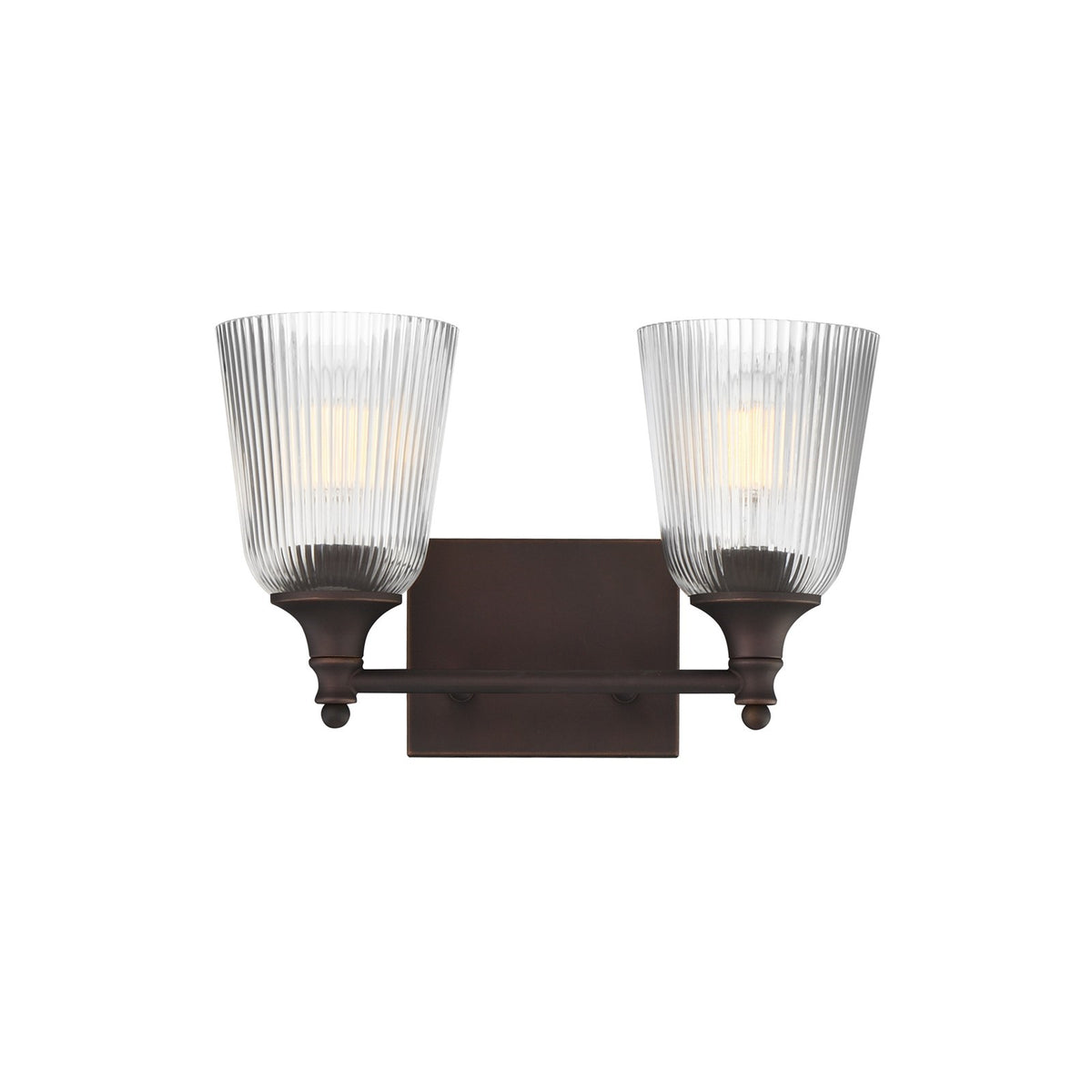 Maxim Lighting Julip 2-Light Bath Vanity | Traditional Dark Bronze and Clear Ribbed Glass | Bathroom & Powder Room | 14 x 8.75 in | Model 21542CRDBZ