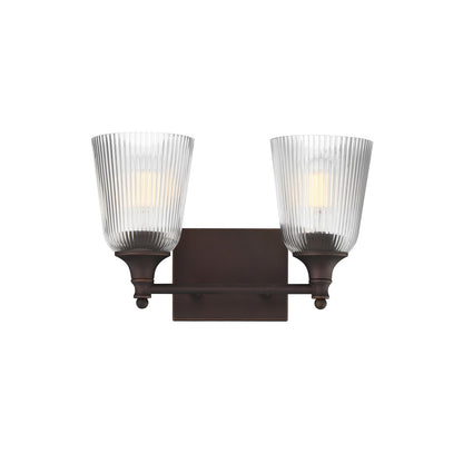 Maxim Lighting Julip 2-Light Bath Vanity | Traditional Dark Bronze and Clear Ribbed Glass | Bathroom & Powder Room | 14 x 8.75 in | Model 21542CRDBZ
