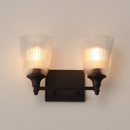 Maxim Lighting Julip 2-Light Bath Vanity | Traditional Dark Bronze and Clear Ribbed Glass | Bathroom & Powder Room | 14 x 8.75 in | Model 21542CRDBZ
