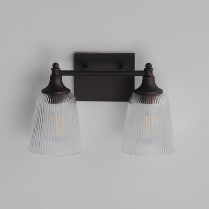 Maxim Lighting Julip 2-Light Bath Vanity | Traditional Dark Bronze and Clear Ribbed Glass | Bathroom & Powder Room | 14 x 8.75 in | Model 21542CRDBZ