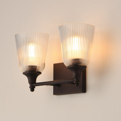 Maxim Lighting Julip 2-Light Bath Vanity | Traditional Dark Bronze and Clear Ribbed Glass | Bathroom & Powder Room | 14 x 8.75 in | Model 21542CRDBZ