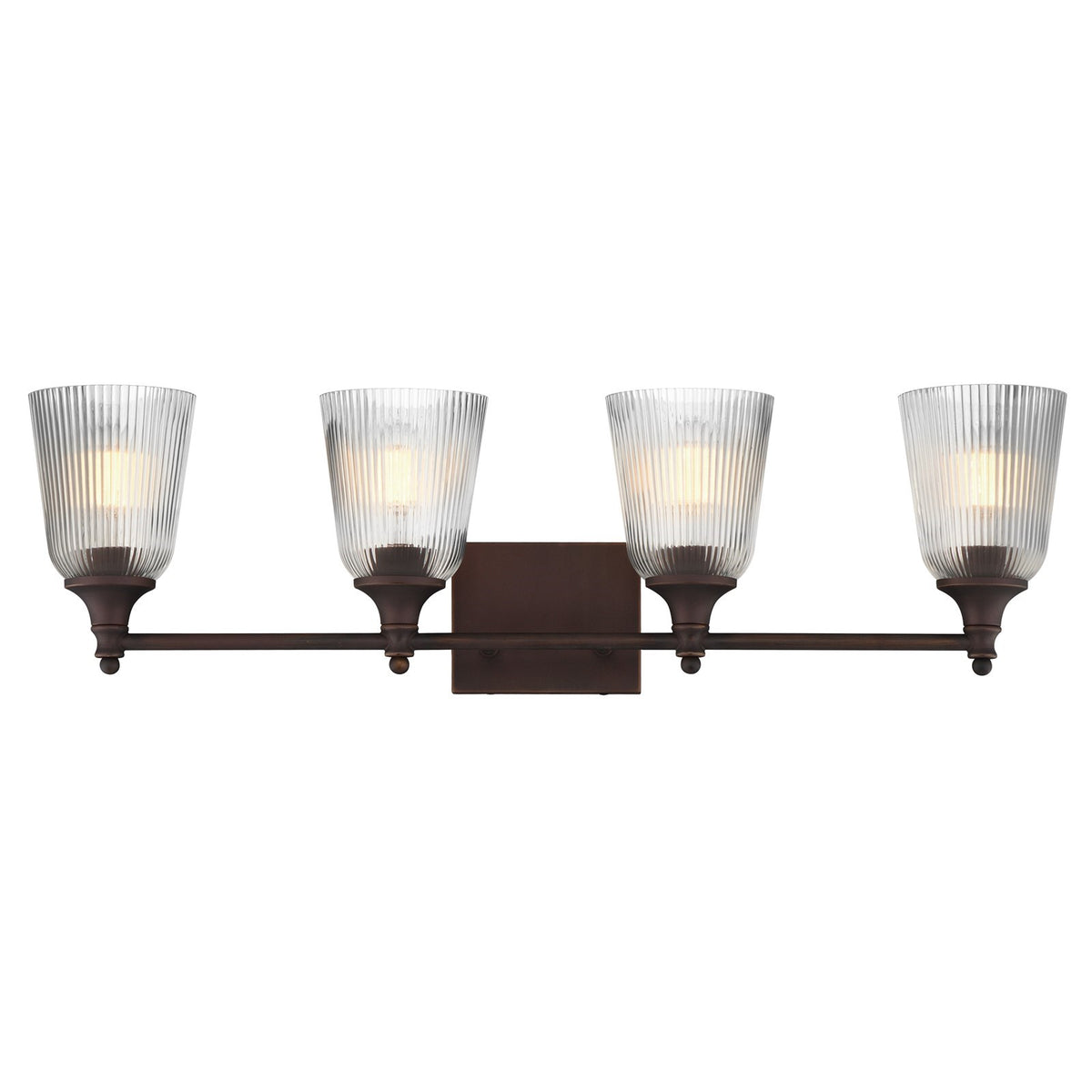 Maxim Lighting Julip 32in 4-Light Bath Vanity | Traditional Dark Bronze and Clear Ribbed Glass | Bathroom Vanity & Powder Room | Model 21544CRDBZ