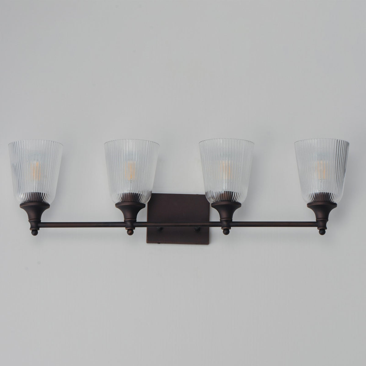 Maxim Lighting Julip 32in 4-Light Bath Vanity | Traditional Dark Bronze and Clear Ribbed Glass | Bathroom Vanity & Powder Room | Model 21544CRDBZ