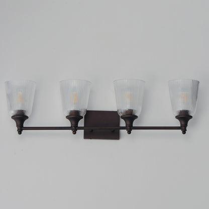 Maxim Lighting Julip 32in 4-Light Bath Vanity | Traditional Dark Bronze and Clear Ribbed Glass | Bathroom Vanity & Powder Room | Model 21544CRDBZ