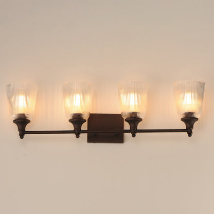 Maxim Lighting Julip 32in 4-Light Bath Vanity | Traditional Dark Bronze and Clear Ribbed Glass | Bathroom Vanity & Powder Room | Model 21544CRDBZ